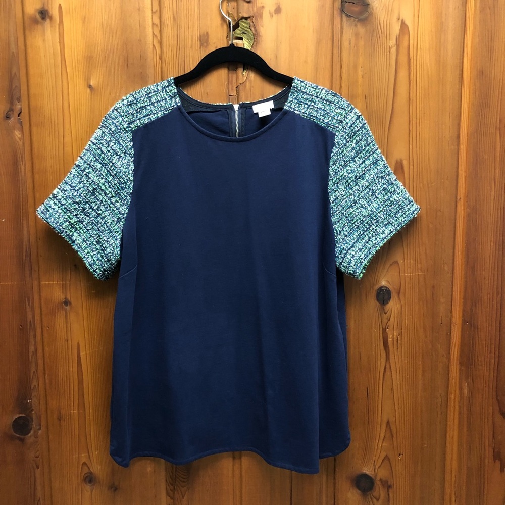 J.Crew Factory Blue/Green Short Sleeve Top